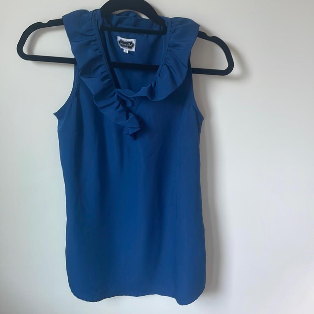 Mud pie size small sleeveless blue top